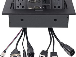 Manhattan Caja para Mesa 164849, 4 Puertos + 2x USB, Negro ENCHUFE USB