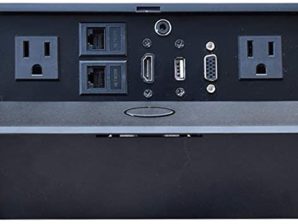 Manhattan Caja para Mesa 164832, 2 Puertos + 2x USB, Negro ENCHUFE USB HDMI VGA