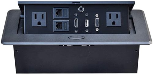 Manhattan Caja para Mesa 164832, 2 Puertos + 2x USB, Negro ENCHUFE USB HDMI VGA