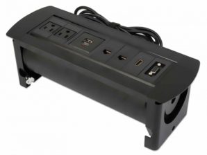 Caja para Mesa Manhattan 164856, 2 Puertos + 2x USB, Negro ENCHUFE USB RED HDMI VGA