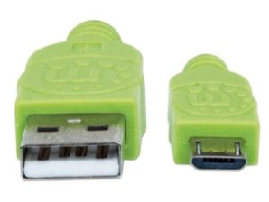 Manhattan Cable USB A - Macho - Micro USB B - Macho, 1 Metro, Negro/Verde TEXTIL 1.0M NEGRO/VERDE