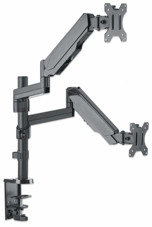 Manhattan Soporte de Escritorio 2 Monitores 17" - 32", hasta 8Kg, Negro A 32 ESCRITORIO PISTON