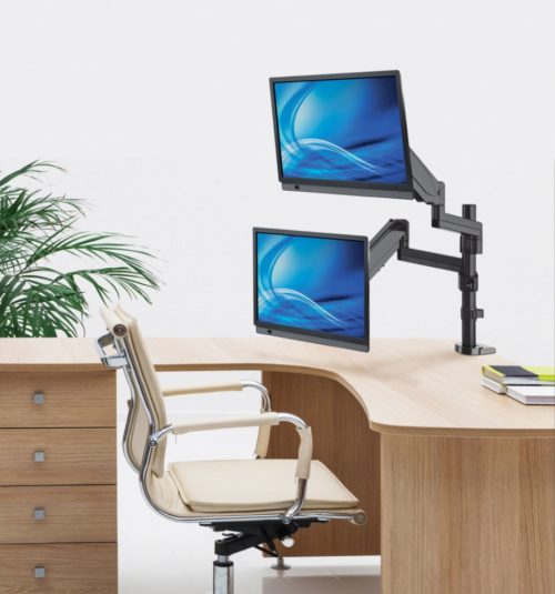 Manhattan Soporte de Escritorio 2 Monitores 17" - 32", hasta 8Kg, Negro A 32 ESCRITORIO PISTON