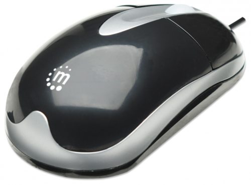 Mouse Manhattan Óptico MH3, Alámbrico, 1000DPI, USB, Diseño Clásico NERO-PLATA