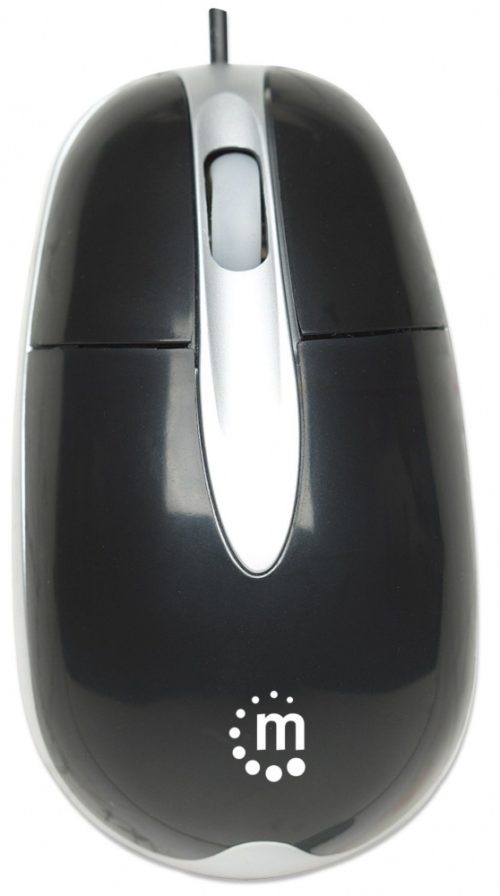 Mouse Manhattan Óptico MH3, Alámbrico, 1000DPI, USB, Diseño Clásico NERO-PLATA