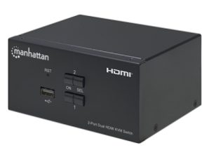SWITCH KVM PARA 2 COMPUTADORAS Y 2 MONITORES HDMI 4K 2USB 3.5MM