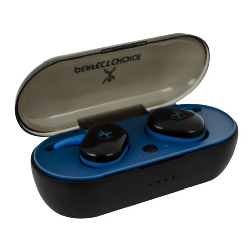 Perfect Choice Audífonos Intrauriculares Bassoons, Inalámbrico, Bluetooth, Negro/Azul EXTRA BASS (NEGRO)