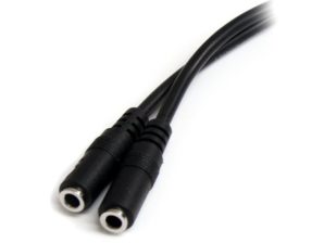 Cable StarTech.com 3,5mm Macho - 2x de 3,5mm Hembra, 20cm, Negro DIADEMA MACHO A HEMBRA