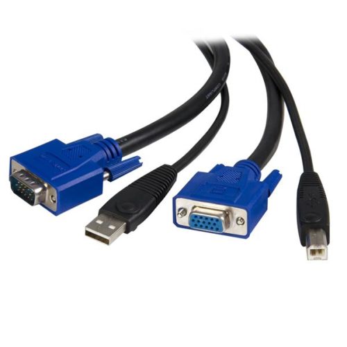 StarTech.com Cable KVM 2 en 1, USB/VGA Macho - USB/VGA Hembra, 1.8 Metros, Negro . .