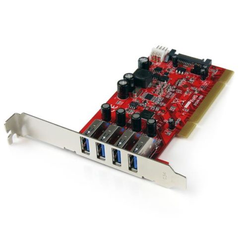 Tarjeta Adaptador StarTech.com PCI USB 3.0 SuperSpeed - 4 puertos - Conector LP4 SATA - Hub Concentrador Interno HUB CONCENTRADOR INTERNO .