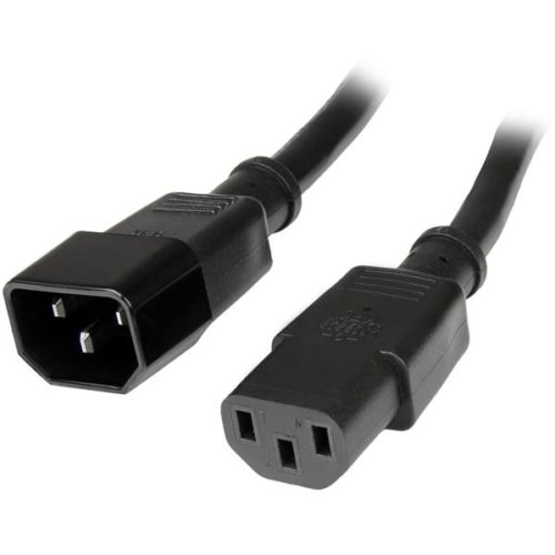 StarTech.com Cable de Poder C13 Coupler Macho - C14 Coupler Hembra, 90cm, Negro 91CM C14 A C13 14AWG CORRIENTE PC