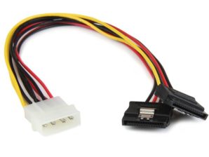 StarTech.com Cable SATA Recto, 4-pin Molex Macho - 2x SATA 15-pin Hembra, 30cm LP4 MOLEX A DOBLE SATA CON SEGUR.