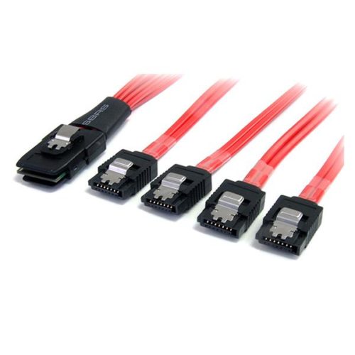 StarTech.com Cable Mini SAS SFF-8087 Macho - 4x SATA Macho, 50cm, Negro/Rojo 4X SATA CIERRE LATCH ADAPTADOR .