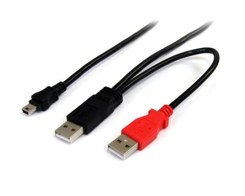 StarTech.com Cable en Y para Discos Duros Externos, 2x USB A Macho - 1x mini USB B Macho, 1.8 Metros Negro DISCOS EXTERNOS 2X USBA A 1X MIN.B