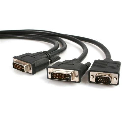 StarTech.com Cable DVI-I Macho - DVI-D + VGA (D-Sub) Macho, 1.8 Metros, Negro A DVI-D Y VGA HD15 MACHO SPLITTE.