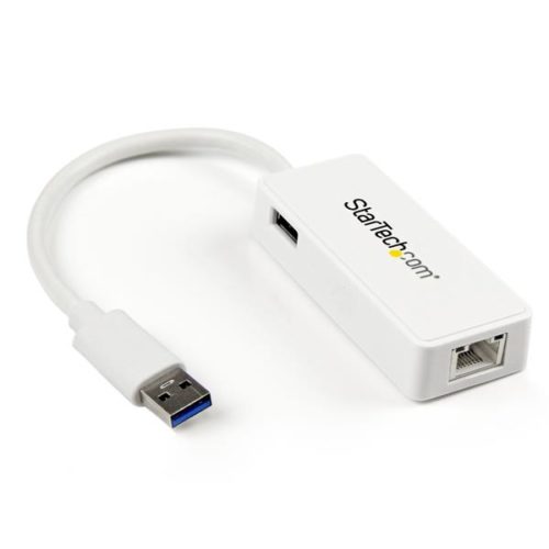 StarTech.com Tarjeta Ethernet Externa USB 3.0 con Hub, Alámbrico, 1x RJ-45, Blanco EXTERNA USB 3.0 CON HUB BLANCO