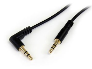 Startech.com Cable Delgado de Audio Estéreo Mini Jack en Ángulo Derecho, 3.5mm Macho - 3.5mm Macho, 91cm, Negro JACK 3.5MM ANGULO DERECHO MACHO .