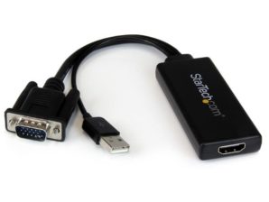 Startech.com Adaptador VGA/USB Macho - HDMI Hembra, 25cm, Negro HDMI CON USB AUDIO Y ALIMENTACION