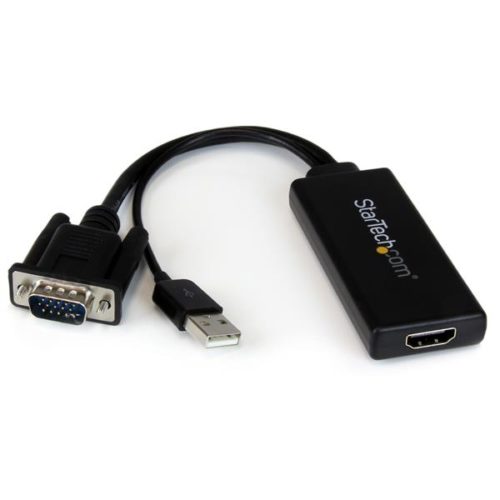 Startech.com Adaptador VGA/USB Macho - HDMI Hembra, 25cm, Negro HDMI CON USB AUDIO Y ALIMENTACION