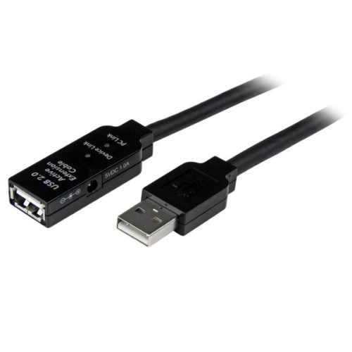 StarTech.com Cable USB 2.0 de Extensión Alargador Activo, USB A Macho - USB A Hembra, 5 Metros, Negro ALARGADOR ACTIVO DE 5M M A H .