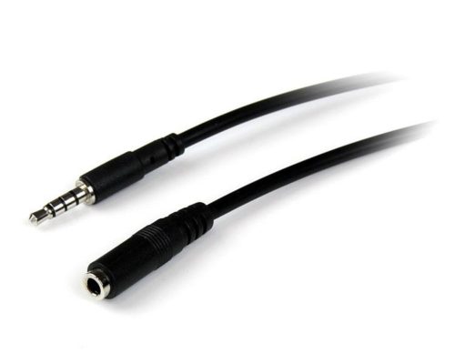 Cable Startech.com 3.5mm Macho - 3.5mm Hembra, 2 Metros, Negro PINES HEADSET DIADEMA JACK 3.5MM.