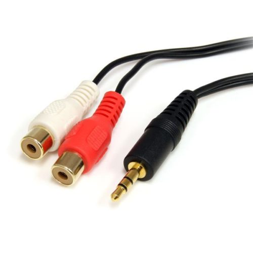 StarTech.com Cable 3.5mm Macho - 2x RCA Hembra, 1.8 Metros, Negro JACK 3.5MM MACHO A RCA HEMBRA .
