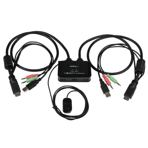 StarTech.com Switch KVM de 2 Puertos HDMI USB Audio con Cables Integrados HDMI USB AUDIO CON CABLES