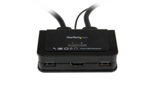 StarTech.com Switch KVM de 2 Puertos HDMI USB Audio con Cables Integrados HDMI USB AUDIO CON CABLES