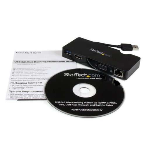 StarTech.com Docking Station USB 3.0 con HDMI o VGA, Ethernet Gigabit y USB 3.0 HDMI O VGA ETHERNET USB DOCK