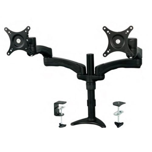 BRAZO ARTICULADO DE 2 MONITOR SOPORTE CON MASTIL PARA MESA