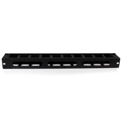 StarTech.com Panel Canaleta Horizontal de 1U con Cubierta para Gestión de Cableado en Racks y Perforaciones Laterales CON CUBIERTA RACK