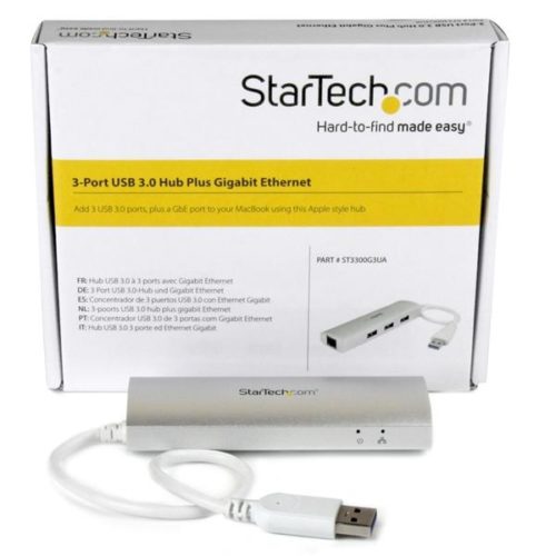 StarTech.com Hub Concentrador de 3 Puertos USB A 3.0 con Adaptador de Red Ethernet Gigabit CABLE 3 PUERTOS USB Y RED