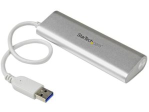 StarTech.com Hub Portátil USB A 3.0 de 4 Puertos con Cable Incorporado, Plata/Blanco HUB CON CABLE INCORPORADO