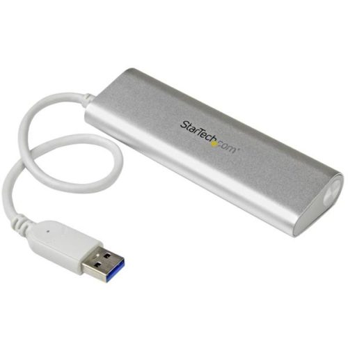 StarTech.com Hub Portátil USB A 3.0 de 4 Puertos con Cable Incorporado, Plata/Blanco HUB CON CABLE INCORPORADO