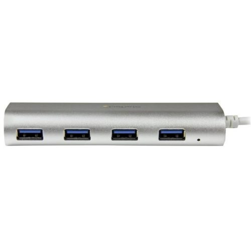 StarTech.com Hub Portátil USB A 3.0 de 4 Puertos con Cable Incorporado, Plata/Blanco HUB CON CABLE INCORPORADO