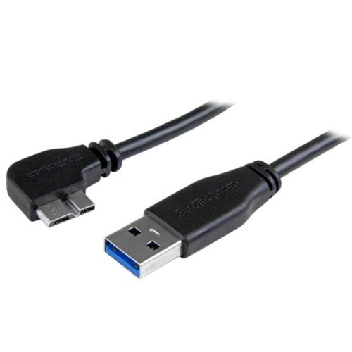StarTech.com Cable Delgado de Micro USB 3.0, Ángulo Izquierdo, 50cm, Negro 3.0 ACODADO A IZQUIERDA A USB A .