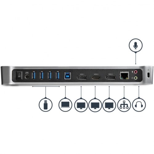 StarTech.com Docking Station USB3DOCKH2DP, 5x USB 3.0, 1x RJ-45, 2x DisplayPort TRIPLE PARA LAPTOP .