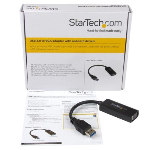 StarTech.com Adaptador de Video USB 3.0 Macho - VGA Hembra con Controladores Incorporados, Negro CONTROLADORES INCORPORADOS .