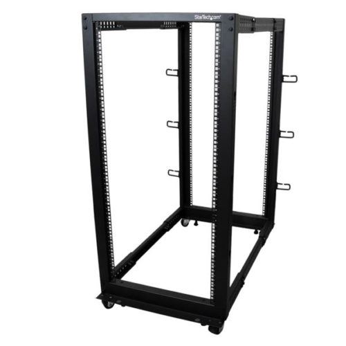 StarTech.com Rack de Marco Abierto con Profundidad Ajustable de 4 Columnas 25U con Ruedas/Niveladores y Anillas de Gestión de Cableado AJUSTABLE DE 4 COLUMNAS 25U .