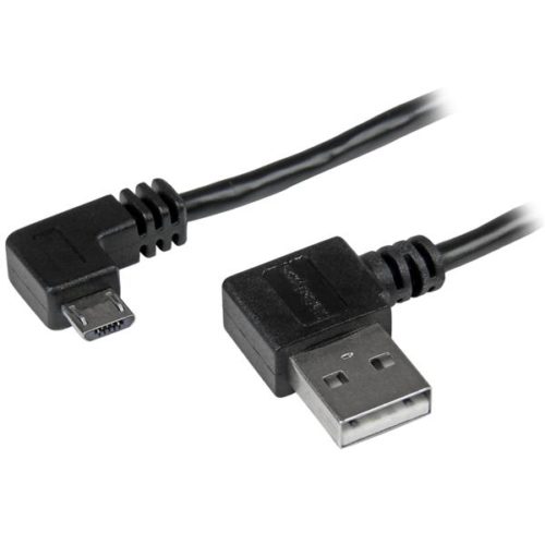 StarTech.com Cable USB A Macho - Micro USB B Macho, Ángulo Derecho, 2 Metros, Negro ACODADO A LA DERECHA .