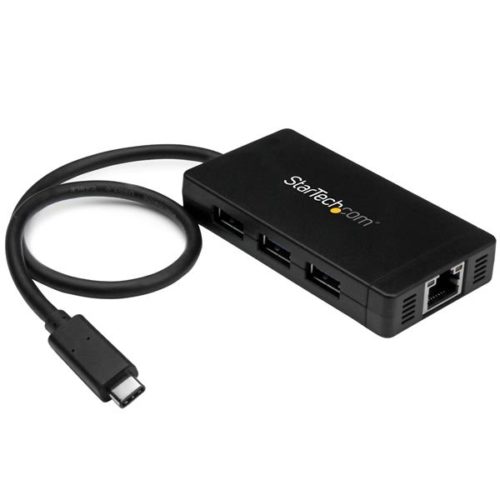 Hub StarTech.com USB C 3.0, 3x USB A y Ethernet Gigabit, 1000 Mbit/s, Negro USB-C Y RED ETHERNET GIGABIT .
