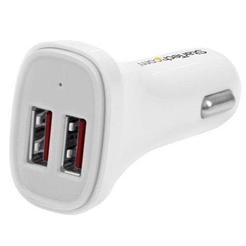 StarTech.com Cargador USB para Auto USB2PCARWHS, 5V, 2x USB 2.0, Blanco PUERTOS 24W 4.8A BLANCO