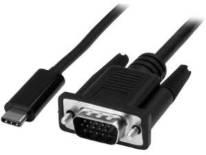 StarTech.com Cable USB C Macho - VGA (D-Sub) Macho, 2 Metros, Negro USB-C A VGA 2M 1920X1200 .