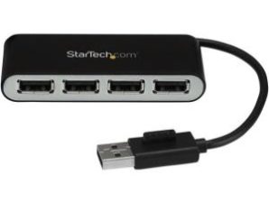 StarTech.com Hub Concentrador USB A 2.0 de 4 Puertos con Cable Integrado, 480 Mbit/s, Negro/Plata E INTEGRADO