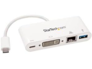 StarTech.com Hub Concentrador USB C 3.0 - 1x USB A/1x USB C/1x RJ-45/1x DVI-I, 5000 Gbit/s, Blanco CKING STATION DVI GBE USB