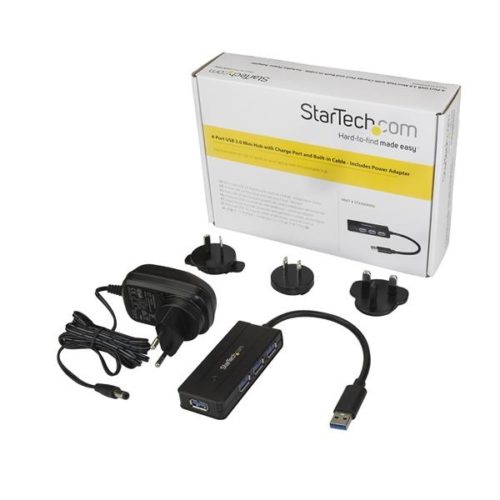 StarTech.com Hub USB C 3.0 Macho - de 4x USB A 3.0 Hembra, 5000 Mbit/s, Negro UERTOS MINI HUB USB