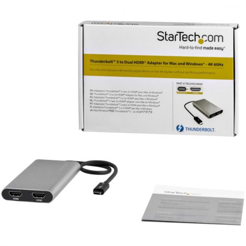StarTech.com Adaptador de Video Thunderbolt 3 a Doble HDMI 4K, 60Hz, Plata A DOBLE HDMI 4K60 MAC Y WIN