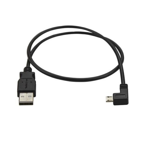 StarTech.com Cable USB A Macho - Micro USB B Macho Acodado a la Izquierda, 50cm, Negro IZQUIERDA PARA SMARTPHONES