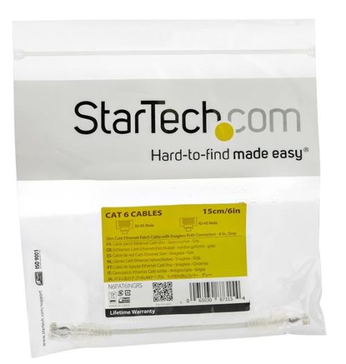 StarTech.com Cable Patch Cat6 UTP Sin Enganches RJ-45 Macho - RJ-45 Macho, 20cm, Gris SIN ENGANCHES SNAGLESS GRIS