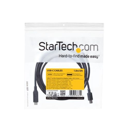 StarTech.com Cable USB C Macho - mini DisplayPort Macho, 1.8 Metros, Negro A MINI DISPLAYPORT 4K60 NEGRO